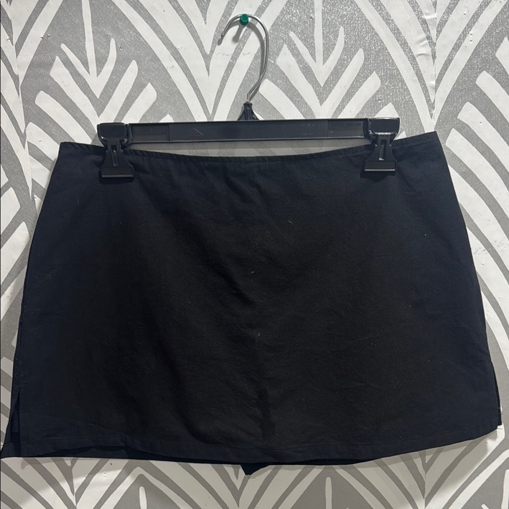 Princess Polly Black Gigi Recycled Cotton Y2K Mini Skort Side Slit US 2